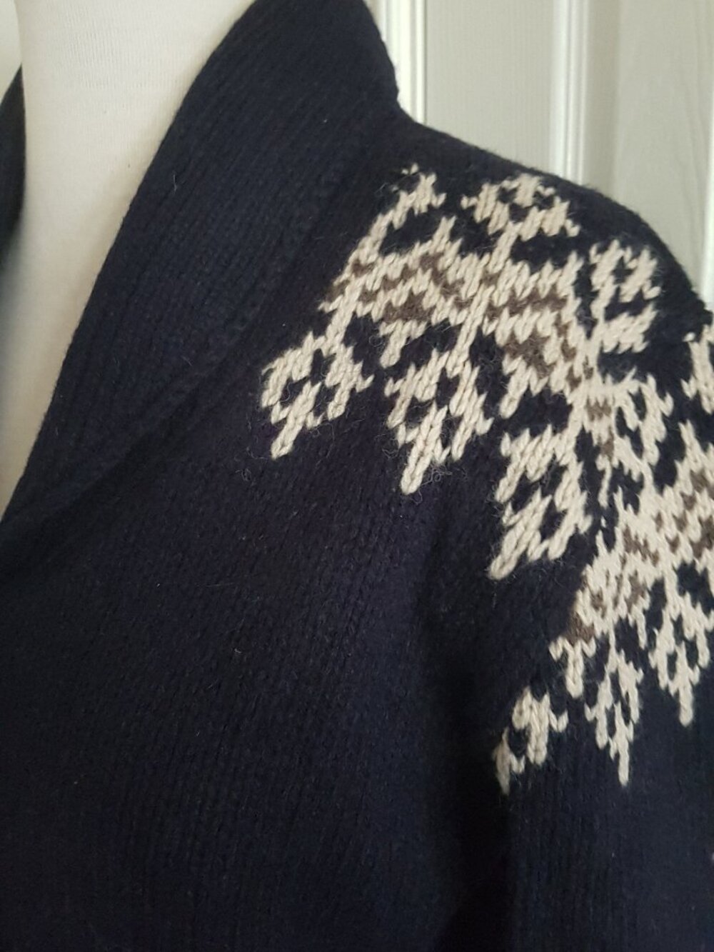 JACOB 100% Wool Woman Cardigan Sweater Black/white Fair Isle patterns Size S - Picture 3 of 5